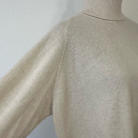 Rosetta Getty Mélange Cashmere Turtleneck size XS Sweater in Ecru Oversized - Picture 4 of 10